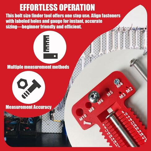 فاحص خيط الصواميل والمسمار المتري، أداة قياس الخيط M2-M10 الأحجام المترية ومقياس الطول 4-100، مكتشف حجم المسمار ومعرف الصمولة للتحقق السريع من الحجم، قطعة واحدة in Kuwait