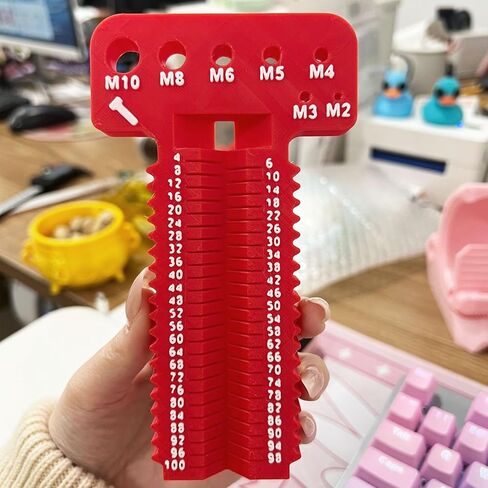 فاحص خيط الصواميل والمسمار المتري، أداة قياس الخيط M2-M10 الأحجام المترية ومقياس الطول 4-100، مكتشف حجم المسمار ومعرف الصمولة للتحقق السريع من الحجم، قطعة واحدة in Kuwait