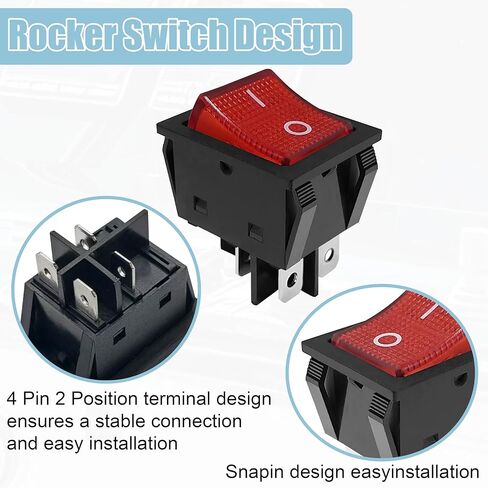30A 250V 4 Pin 2 Position KCD4 ON/Off مفتاح الروك، مفتاح تبديل القارب DPST مع ضاغط محمول صغير، مروحة، مكبس الساندويتش، مكبس القبعة، اللحام إلخ. in Kuwait