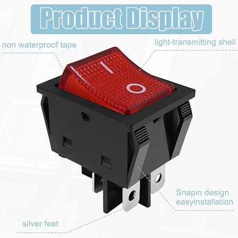 30A 250V 4 Pin 2 Position KCD4 ON/Off مفتاح الروك، مفتاح تبديل القارب DPST مع ضاغط محمول صغير، مروحة، مكبس الساندويتش، مكبس القبعة، اللحام إلخ. in Kuwait