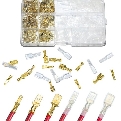 360 قطعة 2.8 مم 4.8 مم 6.3 مم مجموعة موصلات بأسمائها الحقيقية للذكور والإناث مع أكمام عازلة، موصلات كهربائية لأطراف تجعيد، أطراف كهربائية للأسلاك الكهربائية in Kuwait