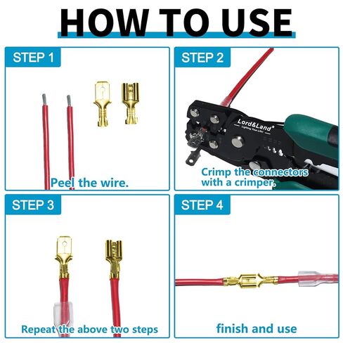 360 قطعة 2.8 مم 4.8 مم 6.3 مم مجموعة موصلات بأسمائها الحقيقية للذكور والإناث مع أكمام عازلة، موصلات كهربائية لأطراف تجعيد، أطراف كهربائية للأسلاك الكهربائية in Kuwait