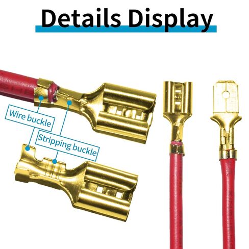 360 قطعة 2.8 مم 4.8 مم 6.3 مم مجموعة موصلات بأسمائها الحقيقية للذكور والإناث مع أكمام عازلة، موصلات كهربائية لأطراف تجعيد، أطراف كهربائية للأسلاك الكهربائية in Kuwait