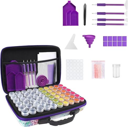 VHBW Diamond Art Kits Include Diamond Painting Storage Containers/Electric Diamond Painting Pen/Diamond Art Accessories Tools, for Craft Jewelry Beads Organizer Box, Portable Neat, Efficient Painting in Saudi Arabia