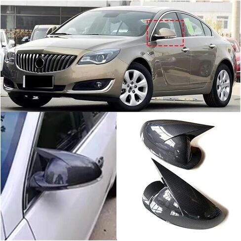 غطاء مرآة الجناح لـ Buick for Regal 2008 2009 2010 2012 2014 2016 غطاء مرآة جانبية للرؤية الخلفية غطاء الجناح غطاء الباب الخارجي غطاء ملصق غطاء أغطية مرايا جانبية (اللون: أسود ساطع) in Kuwait