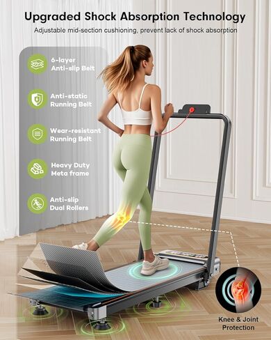 جهاز مشي قابل للطي مع ميل بنسبة 12%، جهاز مشي منخفض الضوضاء بقدرة 3.5 حصان مع شريط مقبض، جهاز مشي Rayspace 4 في 1 محمول تحت المكتب للمنزل/المكتب، سعة 350 رطل، تطبيق وجهاز تحكم عن بعد in Kuwait