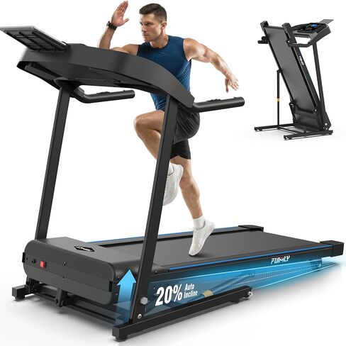 Treadmill with 20% Auto Incline, FUNMILY 4.5HP Heavy Duty Treadmill for Home, 400 lb Weight Capacity Folding Running Machine, Smart Data Monitoring/Shock Absorption/Large LED Display in Saudi Arabia
