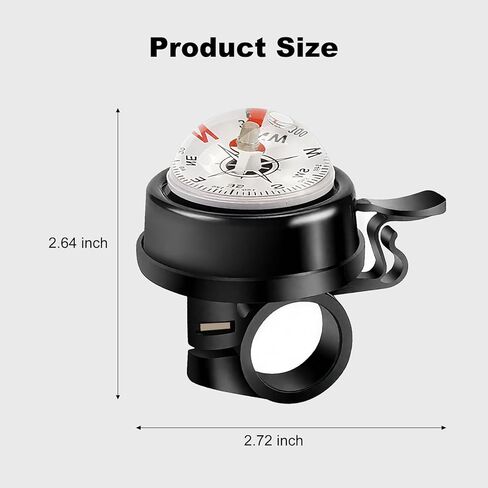 Qisan قطعتان من أجراس الدراجات بوصلة من سبائك الألومنيوم للمقود بصوت عالٍ وواضح وواضح 22.2 ملم لبوق الدراجة للراكبين | إكسسوارات الدراجة الجبلية للرجال | ملحقات الدراجة Loud Horn - فضي وأسود in Kuwait