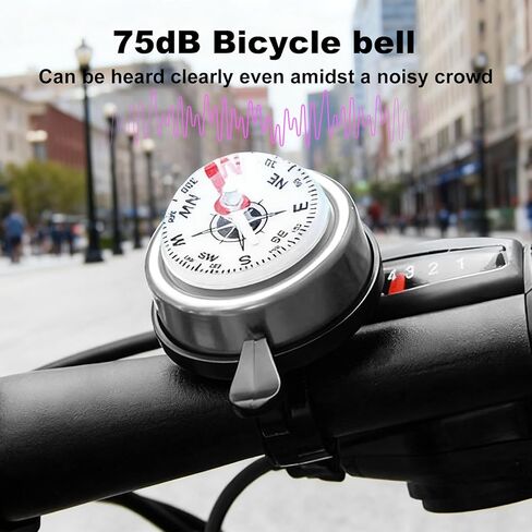 Qisan قطعتان من أجراس الدراجات بوصلة من سبائك الألومنيوم للمقود بصوت عالٍ وواضح وواضح 22.2 ملم لبوق الدراجة للراكبين | إكسسوارات الدراجة الجبلية للرجال | ملحقات الدراجة Loud Horn - فضي وأسود in Kuwait