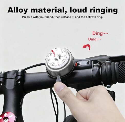 Qisan قطعتان من أجراس الدراجات بوصلة من سبائك الألومنيوم للمقود بصوت عالٍ وواضح وواضح 22.2 ملم لبوق الدراجة للراكبين | إكسسوارات الدراجة الجبلية للرجال | ملحقات الدراجة Loud Horn - فضي وأسود in Kuwait