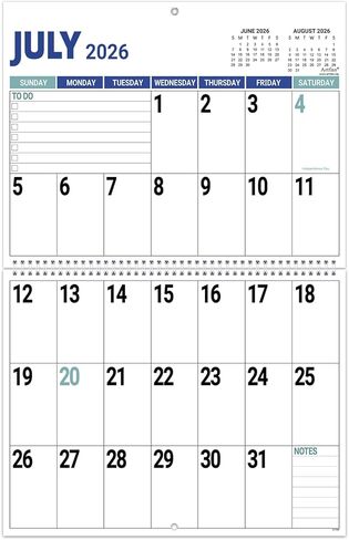 2026 Large Wall Calendar - 2026 Large Calendar, 2026 Wall Calendars, Jan. 2026 - Dec. 2026, Big Calendars 2026, 12 Months Jumbo Large Print 2026 Calendar, 14.7'' x 11.6''(Close)/14.7'' x 23.2''(Open), Twin-Wire Binding in Saudi Arabia