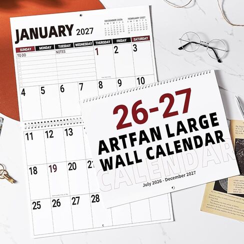 2026 Large Wall Calendar - 2026 Large Calendar, 2026 Wall Calendars, Jan. 2026 - Dec. 2026, Big Calendars 2026, 12 Months Jumbo Large Print 2026 Calendar, 14.7'' x 11.6''(Close)/14.7'' x 23.2''(Open), Twin-Wire Binding in Saudi Arabia