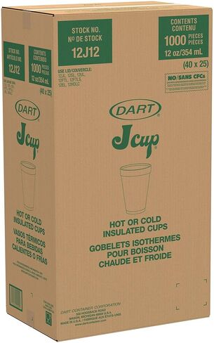 Dart 12 oz Insulated Foam Hot/Cold Cup, 12J12 (1,000 Count) in Saudi Arabia