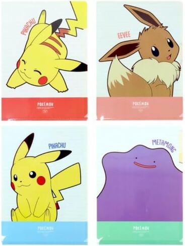 Set of 3 Pikachu Clear L-Type File Folder Transparent Document Folder, Design May Vary in Saudi Arabia