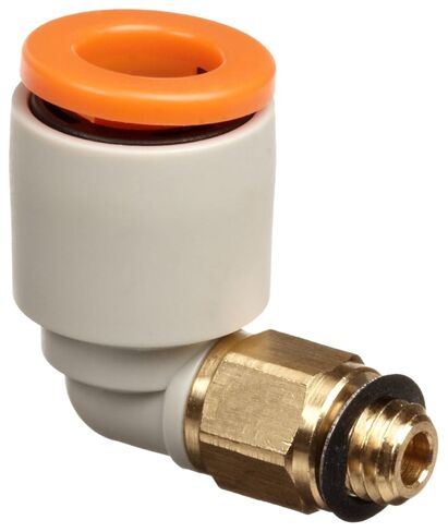 SMC KQ2L07-M5A PBT and Brass Push-to-Connect Tube Fitting, 90 degree Elbow, 1/4" Tube OD x M5x0.8 Male (Pack of 10) in Kuwait