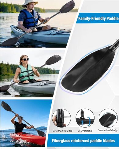 مجداف كاياك قابل للتعديل 62-87 بوصة مجداف كاياك تلسكوبي عمود من الفولاذ المقاوم للصدأ وشفرات من الألياف الزجاجية مجذاف تجديف قابل للفصل مع حقيبة تخزين للمراهقين والبالغين in Kuwait