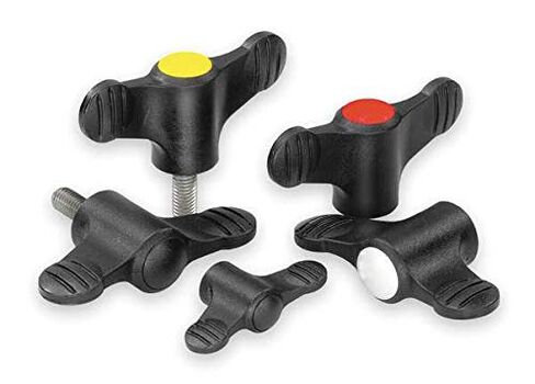Kipp 06652-1A2X30 Novo·Grip Grey Thermoplastic Wing Grip with 1/4-20" External Thread, Steel Bushing, Inch, 14 mm Diameter, 30 mm Screw Length, Anthracite Grey Cap Color (Pack of 10) in Saudi Arabia