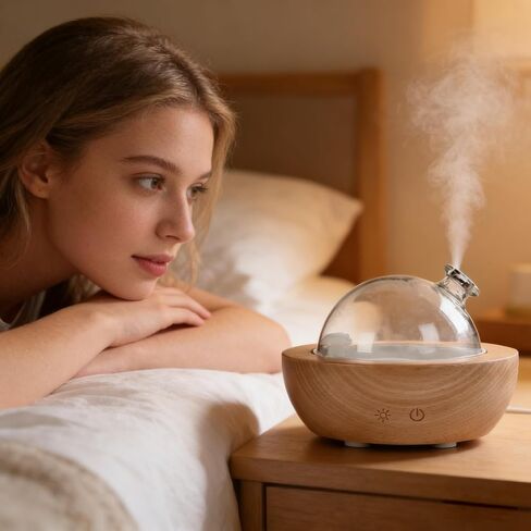 Essential Oil Aroma Diffuser - Electric Wood Glass Ultrasonic Fragrance Aromatherapy Scent Water Humidifier for Home Bedroom, Cold Air Smart Therapy Nebulizing Aromas Difusor para Casa in Saudi Arabia