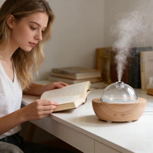 Essential Oil Aroma Diffuser - Electric Wood Glass Ultrasonic Fragrance Aromatherapy Scent Water Humidifier for Home Bedroom, Cold Air Smart Therapy Nebulizing Aromas Difusor para Casa in Saudi Arabia