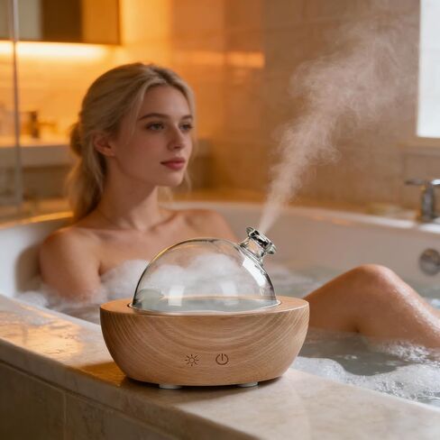 Essential Oil Aroma Diffuser - Electric Wood Glass Ultrasonic Fragrance Aromatherapy Scent Water Humidifier for Home Bedroom, Cold Air Smart Therapy Nebulizing Aromas Difusor para Casa in Saudi Arabia