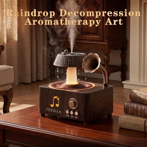 موزع روائح العلاج العطري بقطرات الماء الدوارة، موزع الزيوت العطرية العطرية مع مكبر صوت بلوتوث، مرطب بالموجات فوق الصوتية، أضواء ملونة، مؤقت، جهاز تحكم عن بعد، 250 مل، هدية in Kuwait