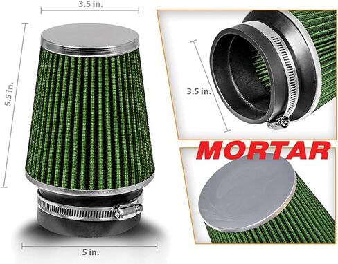 Mortar Aftermarket Auto Air Filter – 3.5 In Flange ID Car Enthusiast Class Universal Cold Air Intake Gulps in More Air for More Engine Power & Passionate Induction Sound, Blue in Saudi Arabia