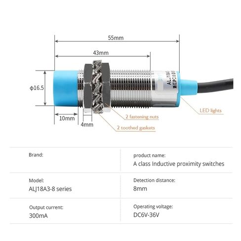 الفئة أ مفتاح القرب الاستقرائي سلسلة ALJ18A3-8 مع حماية ماس كهربائى M18 مستشعر القرب PNP NO DC 3-Wire in Kuwait