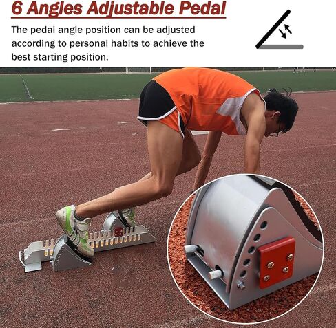 Track & Field Starters Starting Blocks for Sprinting, Lightning Track & Field Starters for Plastic Runway Cinder Track, 6 Angle Adjustable Sprinting Pedals, 6mm Thick Aluminum Alloy in Kuwait