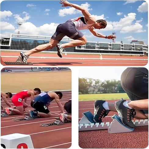 Track & Field Starters Starting Blocks for Sprinting, Lightning Track & Field Starters for Plastic Runway Cinder Track, 6 Angle Adjustable Sprinting Pedals, 6mm Thick Aluminum Alloy in Kuwait