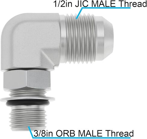 2Pcs 1/2" JIC Male x 3/8" ORB Male Hydraulic Hose Fittings 6801-08-06 90 Degree Elbow for Automobiles Manufacturing Agriculture in Saudi Arabia