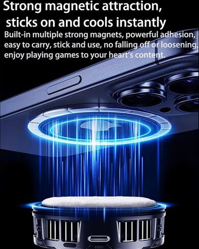 مروحة تبريد الهاتف، مشعاع مغناطيسي مع أضواء RGB، لألعاب الهاتف المحمول والبث المباشر، توافق عالمي مع أجهزة Android/iPhone/iPad، تبريد توصيل كبير (Cooler 2 Black) in Kuwait