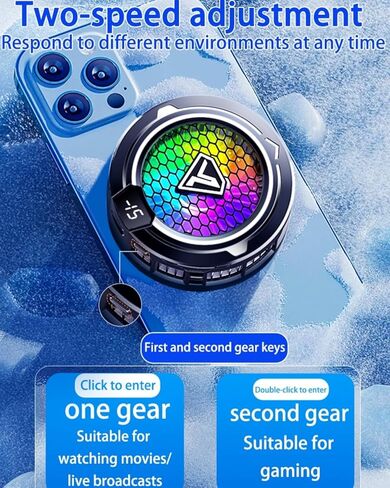 مروحة تبريد الهاتف، مشعاع مغناطيسي مع أضواء RGB، لألعاب الهاتف المحمول والبث المباشر، توافق عالمي مع أجهزة Android/iPhone/iPad، تبريد توصيل كبير (Cooler 2 Black) in Kuwait