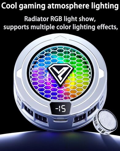 مروحة تبريد الهاتف، مشعاع مغناطيسي مع أضواء RGB، لألعاب الهاتف المحمول والبث المباشر، توافق عالمي مع أجهزة Android/iPhone/iPad، تبريد توصيل كبير (Cooler 2 Black) in Kuwait