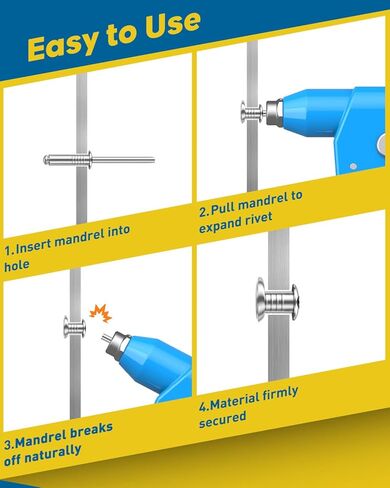 Vibit 500 Pcs Pop Rivets Assortment Kit, 14 SAE Sizes Aluminum Rivets, 3/32", 1/8", 5/32", 3/16", 1/4" Rivet Kit, Assorted Blind Rivets for Metal, DIY, Automotive & Home Repair in Kuwait
