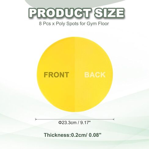 Spot Markers for Agility Dot, Non-Slip Poly Spots Floor Dots Flat Field Soccer Training Equipment 9 in & 8 Pcs & Yellow -Fitting for (Gym/Sports/Training/PE Games/Dance) in Saudi Arabia