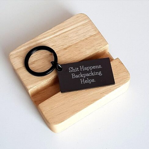 Backpacking Adventures Gift for Men from Friends, Shit Happens Backpacking Helps Keychain for Christmas in Saudi Arabia