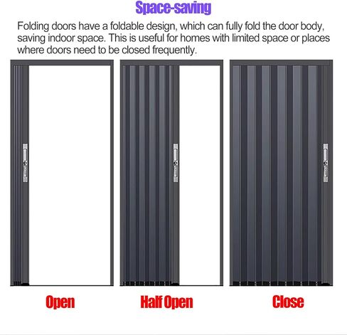 Heavy Duty Accordion Doors - Waterproof Internal Folding Door, 94x196cm Grey Aluminium Concertina Room Divider for Home & Commercial Use - Custom Size Available in Saudi Arabia