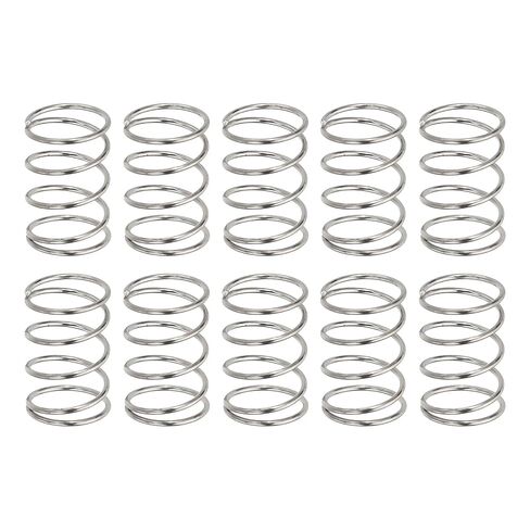 uxcell 10Pcs Compression Springs, 0.5mm Wire Diameter x 7mm OD x 10mm Length 304 Stainless Steel Extension Spring Ballpoint Pen Pressure Springs for Shop Home Repairs, Silver in Saudi Arabia