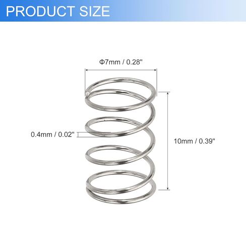 uxcell 10Pcs Compression Springs, 0.5mm Wire Diameter x 7mm OD x 10mm Length 304 Stainless Steel Extension Spring Ballpoint Pen Pressure Springs for Shop Home Repairs, Silver in Saudi Arabia