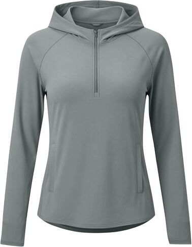 Sun Hoodie Women UPF 50+ Sun Protection Breathable Stretch UV Shirts Quarter Zip Long Sleeve Tops for Hiking Summer in Saudi Arabia