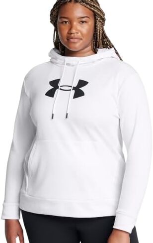 Under Armour Womens Armour Fleece® Big Logo Hoodie, White/Black, 1X in Saudi Arabia