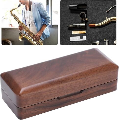 Solid Wood Mouthpiece Case Box Portable Storage for Sax Musical Instrument Accessories (black walnut) in Saudi Arabia