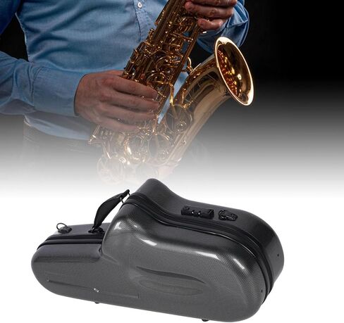 Tissting Eb Alto Saxophone Box, Alto Saxophone Case, Fiber Reinforced Plastic Hard Carrying Case with Lock Detachable Shoulder Strap Black Plaid Pattern in Saudi Arabia
