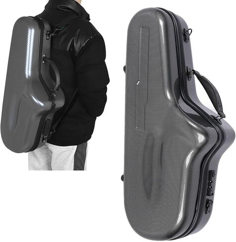 Tissting Eb Alto Saxophone Box, Alto Saxophone Case, Fiber Reinforced Plastic Hard Carrying Case with Lock Detachable Shoulder Strap Black Plaid Pattern in Saudi Arabia