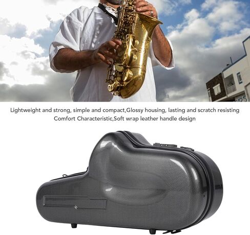 Tissting Eb Alto Saxophone Box, Alto Saxophone Case, Fiber Reinforced Plastic Hard Carrying Case with Lock Detachable Shoulder Strap Black Plaid Pattern in Saudi Arabia