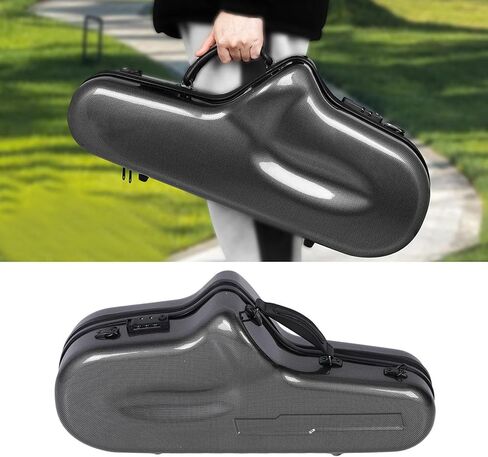 Tissting Eb Alto Saxophone Box, Alto Saxophone Case, Fiber Reinforced Plastic Hard Carrying Case with Lock Detachable Shoulder Strap Black Plaid Pattern in Saudi Arabia