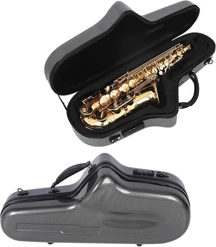 Tissting Eb Alto Saxophone Box, Alto Saxophone Case, Fiber Reinforced Plastic Hard Carrying Case with Lock Detachable Shoulder Strap Black Plaid Pattern in Saudi Arabia