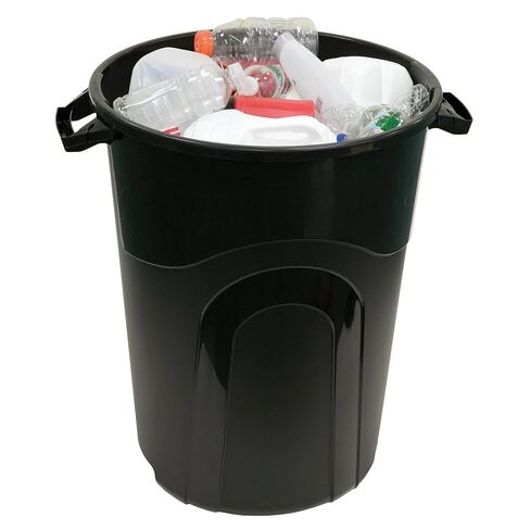 32 Gallon Garbage Can, Included Lid, Indoor/Outdoor, Black in Saudi Arabia