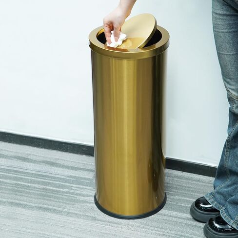 سلة مهملات المطبخ الذهبية المصقولة سعة 8 جالون مع غطاء متأرجح، سلة قمامة من الفولاذ المقاوم للصدأ سلة مهملات سلة مهملات للاستخدام التجاري في المطار ومصعد بهو الفندق (ذهبي) in Kuwait