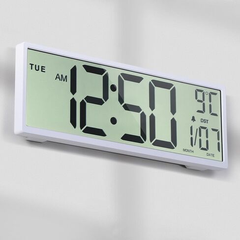 Digital Wall Clock Battery Operated, 15" Digital Clock Large Display with Date and Day of Week, Large Number with Temperature, Auto DST, Alarm, Snooze, 12/24-hour for Desk Office in Saudi Arabia